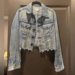 ABLE cropped distressed denim jacket